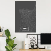Beiroet, Libanon (wit op zwart) Poster (Thuiskantoor)