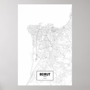Beiroet, Libanon (zwart op wit) Poster