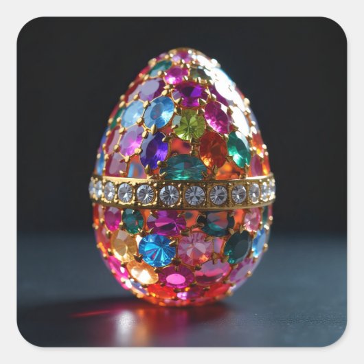 Bejeweled Easter Egg Vierkante Sticker (Voorkant)