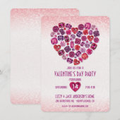 Bejeweled Heart Valentijnsdag Party-uitnodigingen Kaart (Voorkant / Achterkant)
