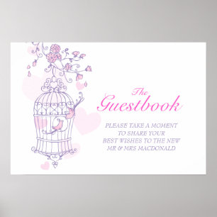 Beken uit het huwelijksgastenboek liefhebbers roze poster
