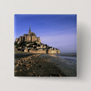 Bekende eilandvesting Le Mont St. Michel in Vierkante Button 5,1 Cm