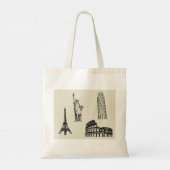Bekende Landmarks Illustratie Tote Bag (Achterkant)
