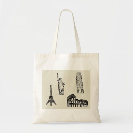 Bekende Landmarks Illustratie Tote Bag (Voorkant)