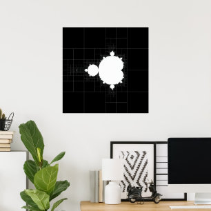Bekende Mandelbrot plaatste wit op zwart Poster