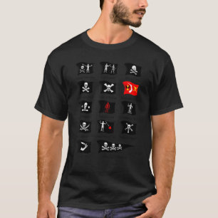 Bekende piraten vliegen de schedel en de kruisbeen t-shirt
