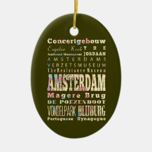 Bekende plaatsen in Amsterdam, Nederland. Keramisch Ornament