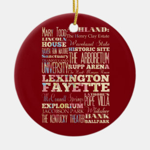 Bekende plaatsen van Lexington Fayette, Kentucky. Keramisch Ornament