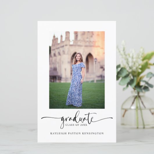 Bekendmaking Afstuderen budget Elegant Script (Staand voorkant)