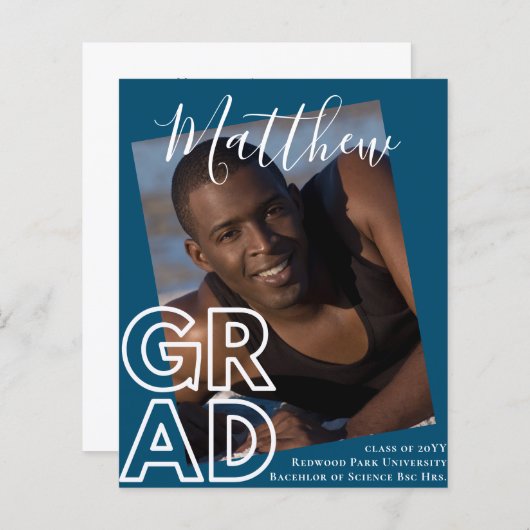 Bekendmaking Afstuderen BUDGET PHOTO Moderne klass (Voorkant / Achterkant)