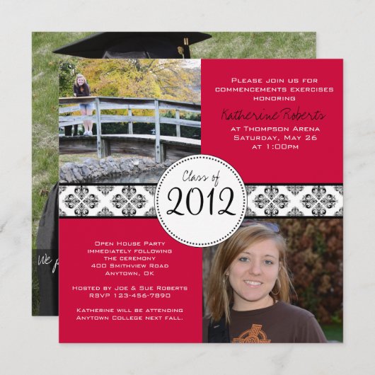 Bekendmaking Afstuderen Classy Square Kaart (Voorkant / Achterkant)