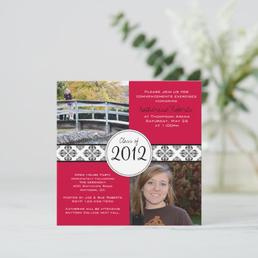 Bekendmaking Afstuderen Classy Square Kaart (Staand voorkant)