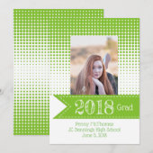 Bekendmaking Bright Green Pattern Foto Afstuderen Aankondiging (Voorkant / Achterkant)