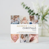 Bekendmaking kerstfoto Collage Birth Feestdagenkaart (Staand voorkant)