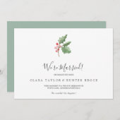 Bekendmaking kerstgroen en berry Elopement Aankondiging (Voorkant / Achterkant)