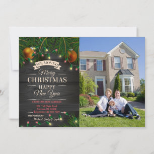 Bekendmaking met kerstlampjes feestdagenkaart