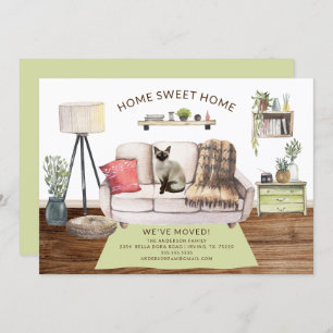 Bekendmaking Siamese Cat Moving Kaart