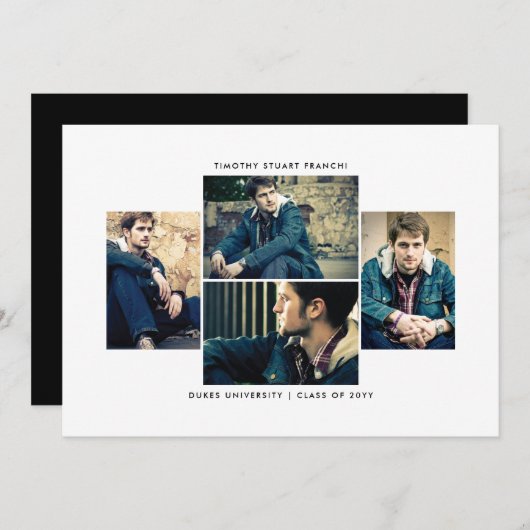 Bekendmaking van 4 foto-Afstuderen Kaart (Voorkant / Achterkant)
