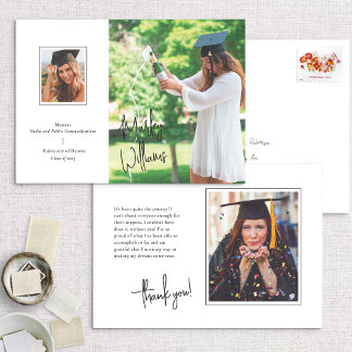 Bekendmaking van Chic White Signature Afstuderen Kaart