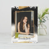 Bekendmaking van Cute Black en Gold Framed-Afstude Kaart (Staand voorkant)