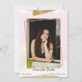 Bekendmaking van Cute Pink & Gold Framed Afstudere Kaart (Voorkant)
