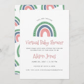 Bekendmaking van Cute Rainbow Virtual Baby shower Aankondiging (Voorkant / Achterkant)