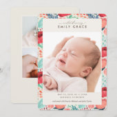 Bekendmaking van de geboorte van Bright Floral Blo Kaart (Voorkant / Achterkant)