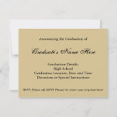 Bekendmaking van goud en zwart Afstuderen Kaart (Achterkant)