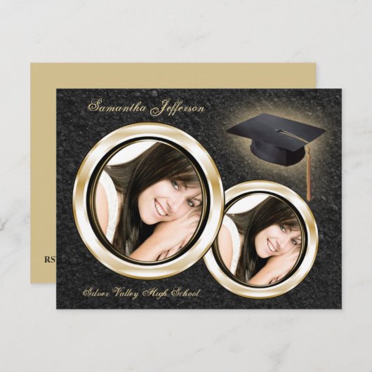 Bekendmaking van goud en zwart Afstuderen Kaart (Voorkant / Achterkant)