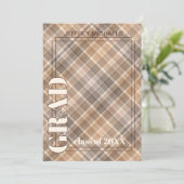 Bekendmaking van het Afstuderen Brown Beige Tartan Aankondiging (Staand voorkant)
