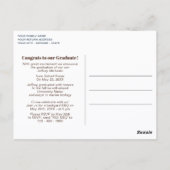 Bekendmaking van het Afstuderen Brown Beige Tartan Briefkaart (Achterkant)