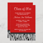 Bekendmaking van het Afstuderen Red and Black Zebr Kaart (Voorkant / Achterkant)