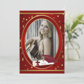 Bekendmaking van het Afstuderen Red and Gold Photo Aankondiging (Staand voorkant)