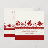 Bekendmaking van Red Floral Elopement-kaarten Aankondiging (Voorkant / Achterkant)