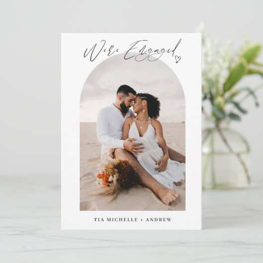 Bekendmaking van Verloving van Chic Photo QR Code Kaart (Staand voorkant)