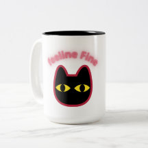 Beker 'feeline Fine' Zwarte Kat Puns