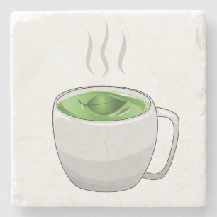Beker groene thee stenen onderzetter