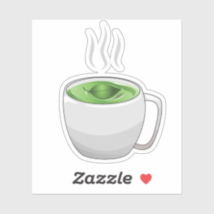 Beker groene thee sticker