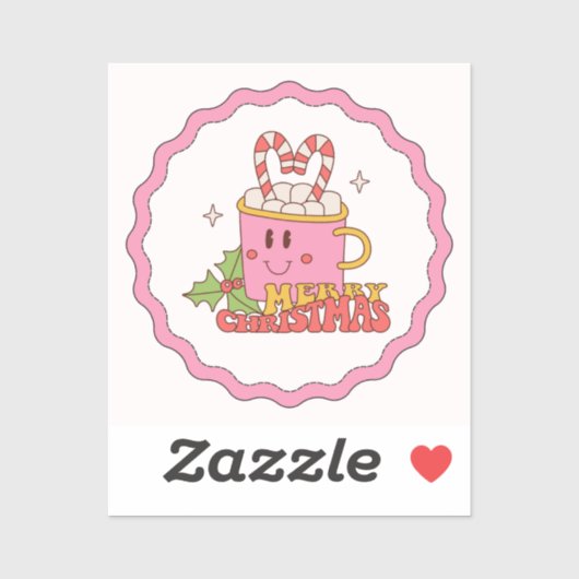 Beker kaarsen vrolijk kerstfeest sticker (Vel)