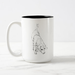 Beker met Beagle – Met de hand getekende inkt hond Tweekleurige Koffiemok