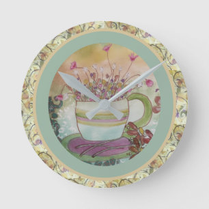 Beker met Bloemen-2 Ronde Klok