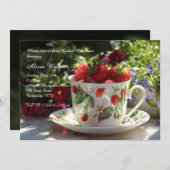 Beker van aardbeien Uitnodiging (Voorkant / Achterkant)