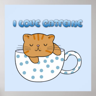 Beker van Kawaii Style met kattefeïne Poster