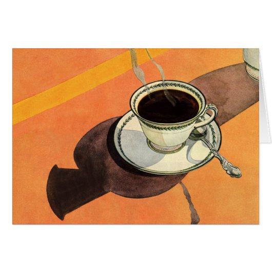 beker van koffie, saucer, Spoon, Retro Diner (Voorkant Horizontaal)