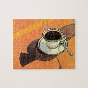  beker van koffie, saucer, Spoon, Retro Diner Legpuzzel