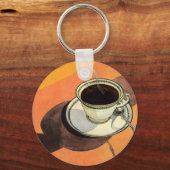 beker van koffie, saucer, Spoon, Retro Diner Sleutelhanger (Voorkant)