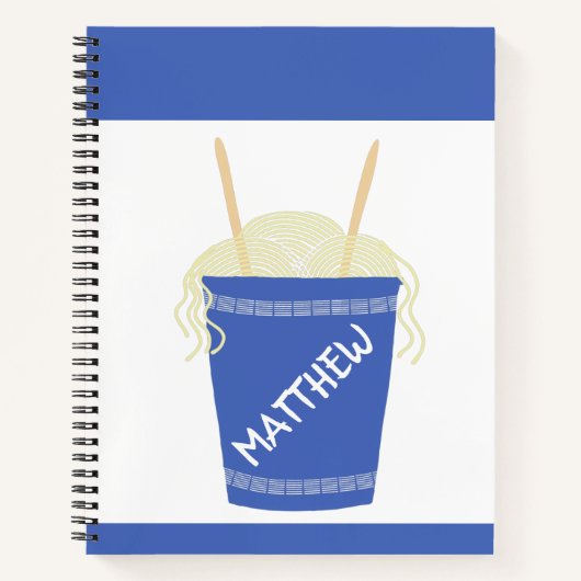 Beker van Ramen Noodles in Blue Personalized Notitieboek (Voorkant)