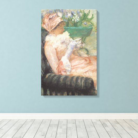 Beker van Tea door Mary Cassatt, impressionisme Canvas Afdruk (Insitu (Houten vloer))