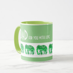 Beker voor vader met koele groene olifanten mok