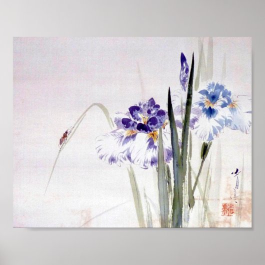 Bekergte op Iris Leaf, Watanabe Seitei Poster (Voorkant)